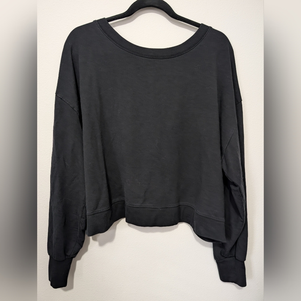 ATHLETA Savasana Twist Back Crop Sweatshirt Black Women's Size XL